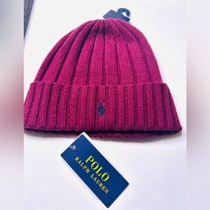 NWT Polo Ralph Lauren Men`s Signature Merino Blend Cuffed Beanie Classic Wine!🍷